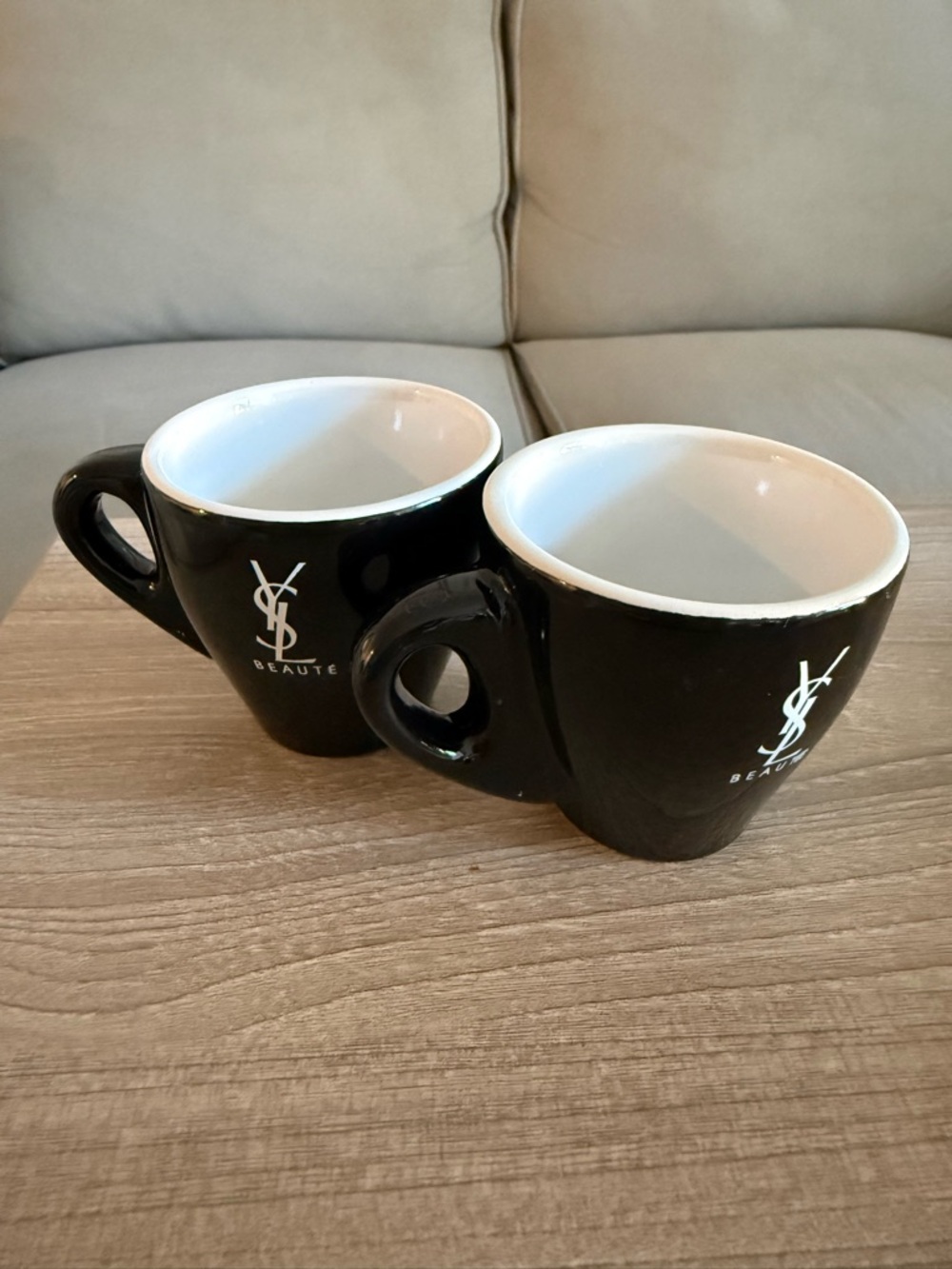 Authentic Yves Saint Laurent Black and White Ceramic Espresso Cups - Pair